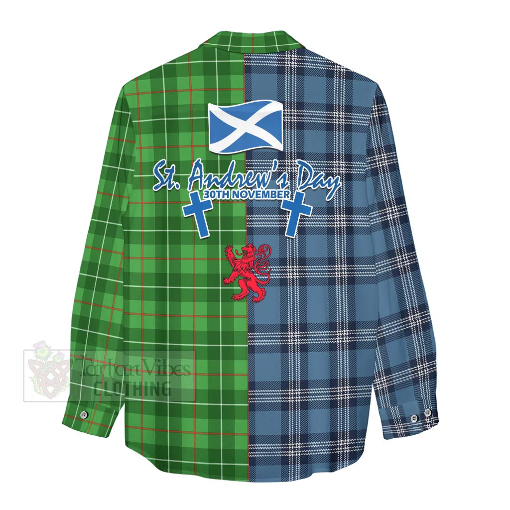 Tartan Vibes Clothing Galloway Tartan Women's Casual Shirt Happy St. Andrew's Day Half Tartan Style