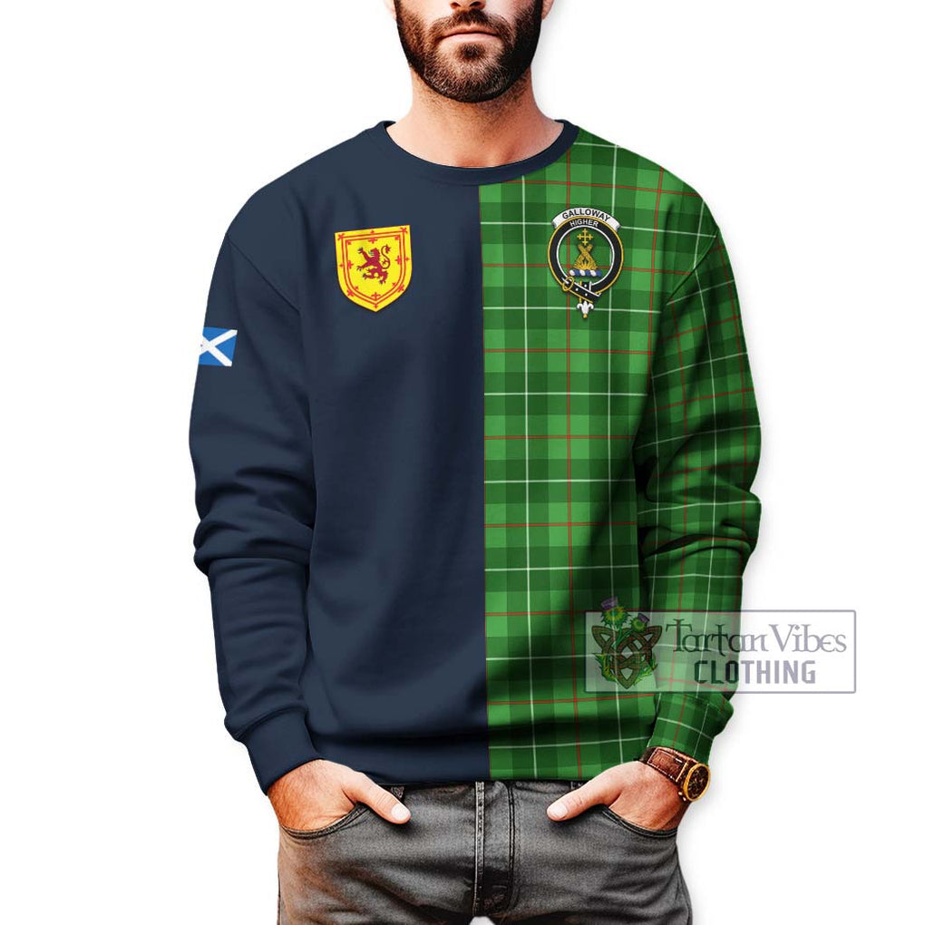 Tartan Vibes Clothing Galloway Tartan Sweatshirt with Scottish Lion Royal Arm Half Style