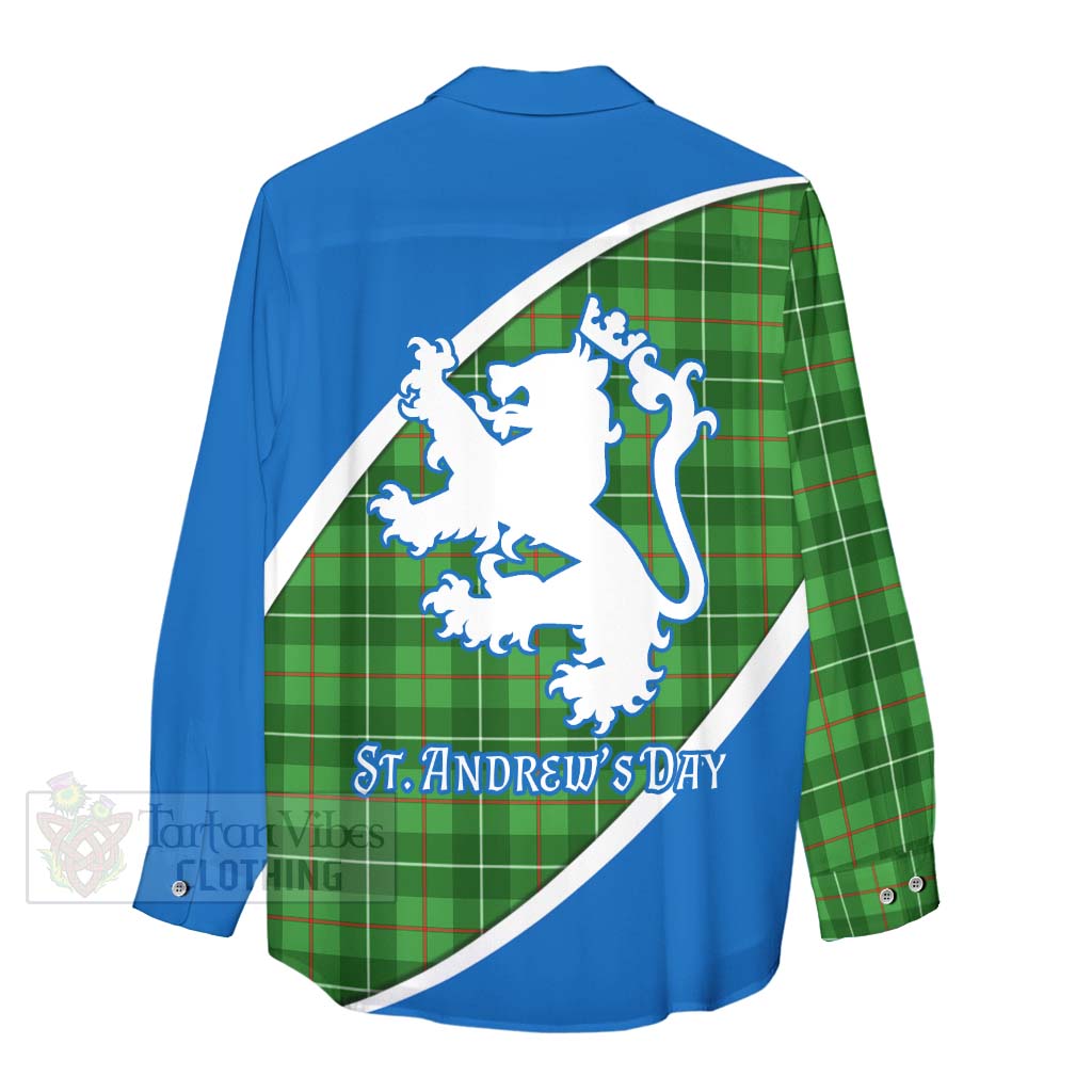 Tartan Vibes Clothing Galloway Family Crest Tartan Women's Casual Shirt Celebrate Saint Andrew's Day in Style