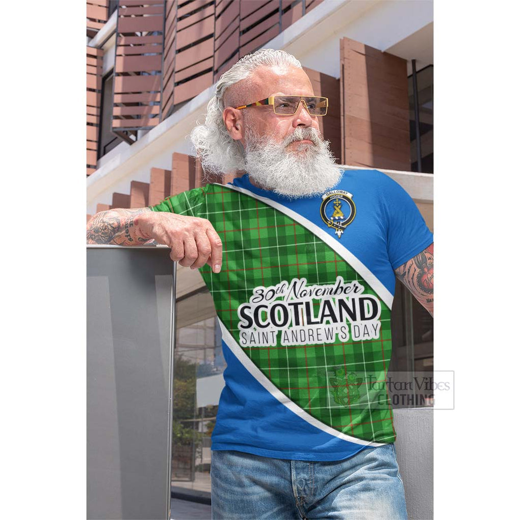 Tartan Vibes Clothing Galloway Family Crest Tartan Cotton T-shirt Celebrate Saint Andrew's Day in Style