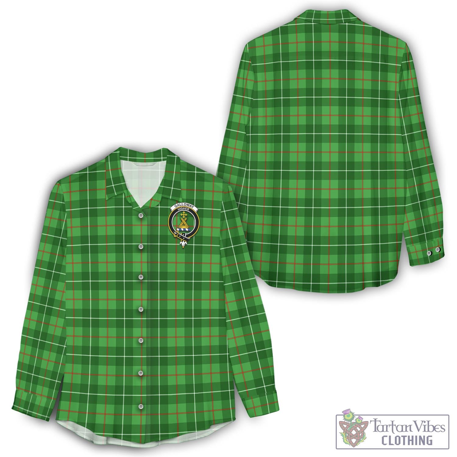 Tartan Vibes Clothing Galloway Tartan Womens Casual Shirt with Family Crest