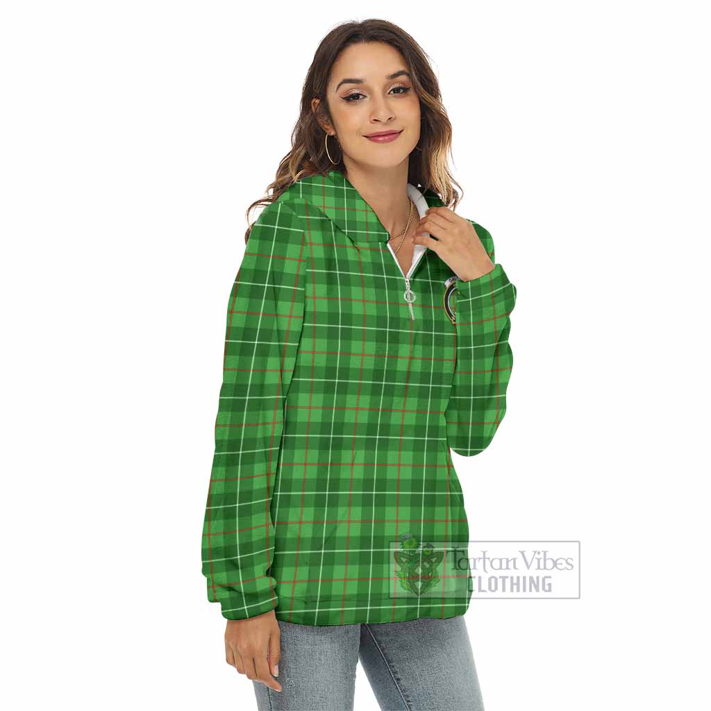 Tartan Vibes Clothing Galloway Tartan Crest Women's Borg  Half Zip Fleece Hoodie