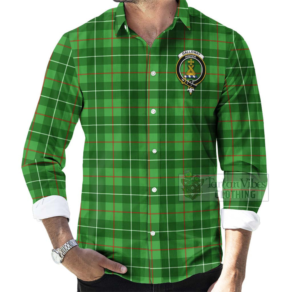 Tartan Vibes Clothing Galloway Tartan Long Sleeve Button Shirt with Family Crest and Bearded Skull Holding Bottles of Whiskey