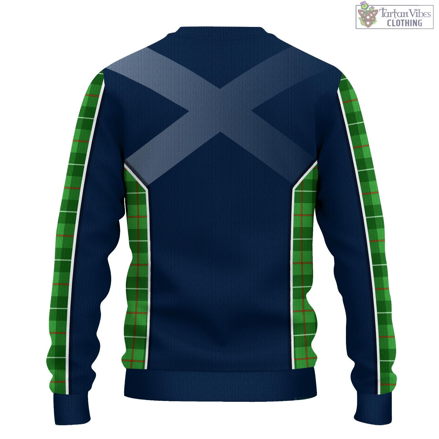 Tartan Vibes Clothing Galloway Tartan Knitted Sweatshirt with Family Crest and Scottish Thistle Vibes Sport Style