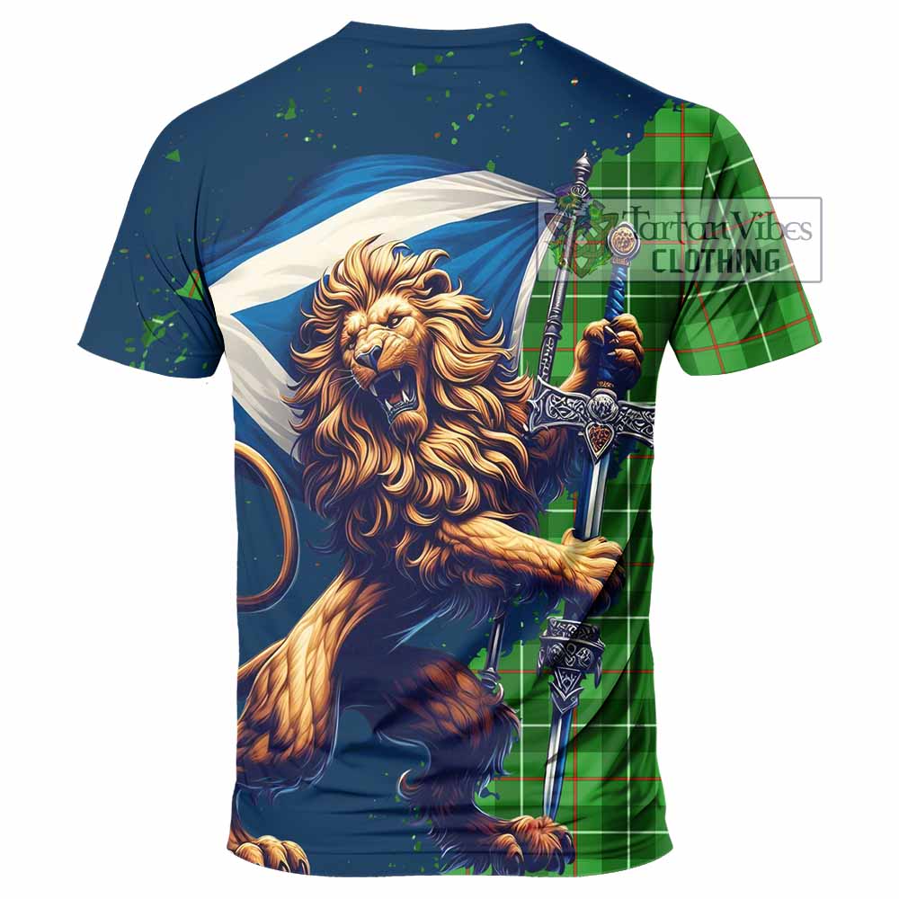 Tartan Vibes Clothing Galloway Tartan Family Crest T-Shirt with Scottish Majestic Lion