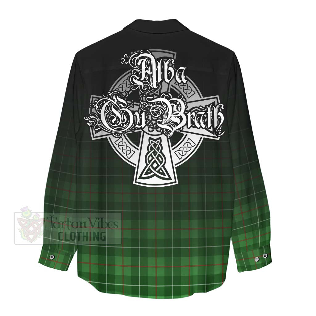 Tartan Vibes Clothing Galloway Tartan Women's Casual Shirt Featuring Alba Gu Brath Family Crest Celtic Inspired