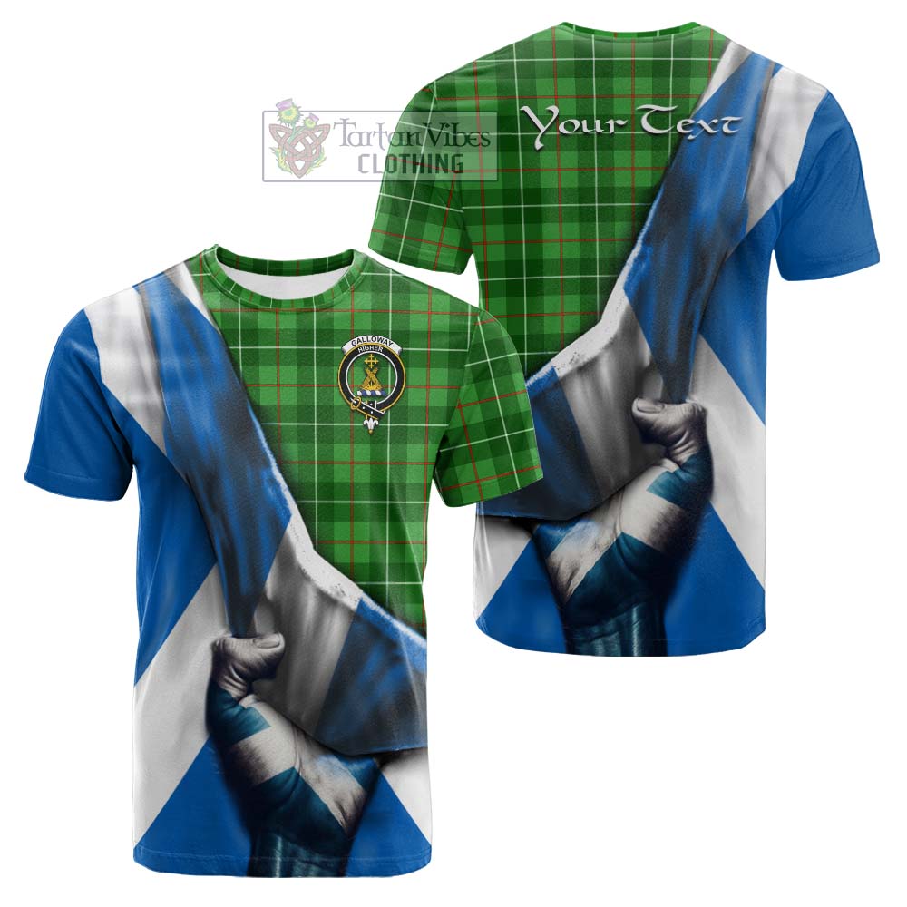 Tartan Vibes Clothing Galloway Tartan Cotton T-shirt with Family Crest Scotland Patriotic Style