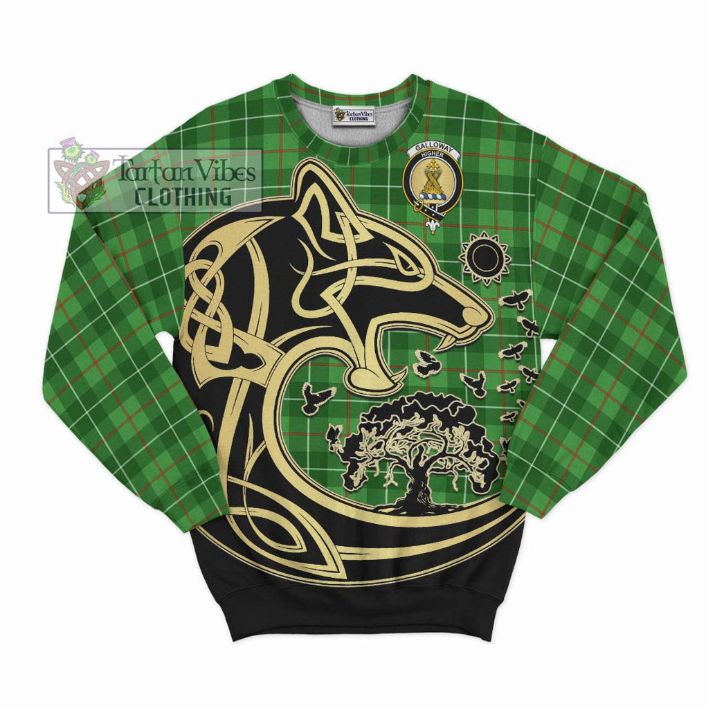 Galloway Tartan Sweatshirt with Family Crest Celtic Wolf Style - Tartan Vibes Clothing