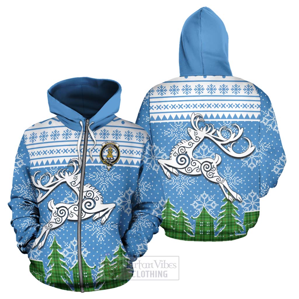 Tartan Vibes Clothing Galloway Clan Christmas Hoodie Celtic Reindeer Style