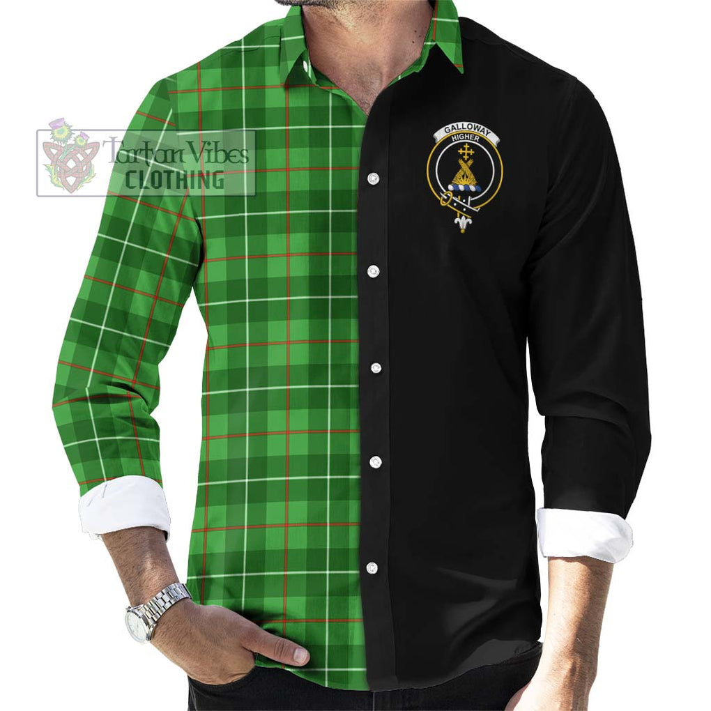 Galloway Tartan Long Sleeve Button Shirt with Family Crest and Half Of Me Style - Tartanvibesclothing Shop