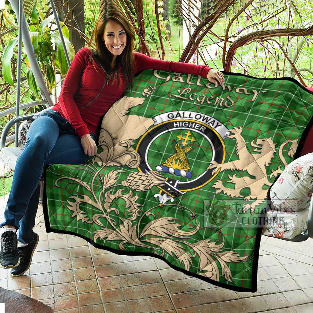 Tartan Vibes Clothing Galloway Tartan Quilt with Family Crest and Scottish Symbol Style