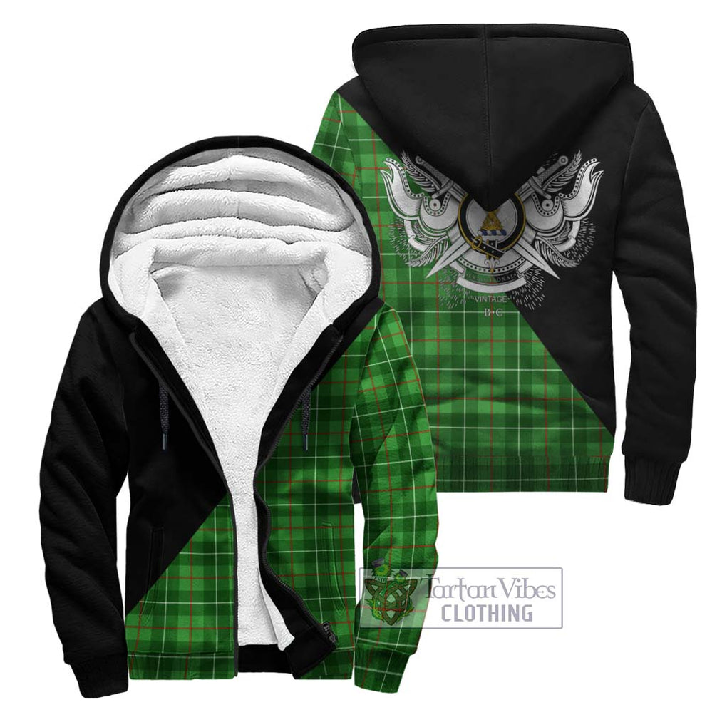 Galloway Tartan Sherpa Hoodie with Family Crest and Military Logo Style Unisex - Tartanvibesclothing Shop