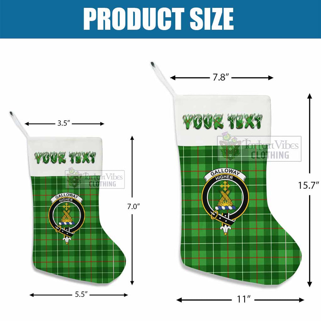 Tartan Vibes Clothing Galloway Tartan Family Crest Christmas Stocking with Personalized Text