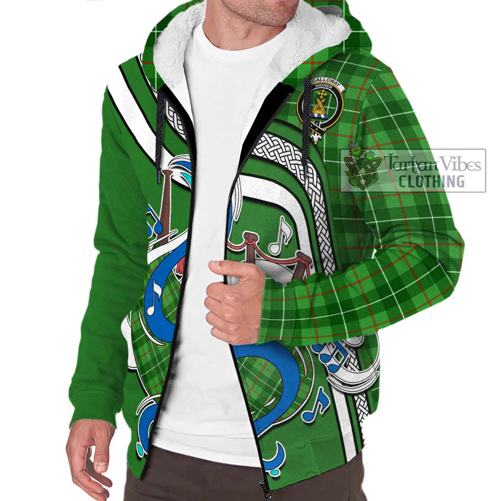 Galloway Tartan Sherpa Hoodie with Epic Bagpipe Style Unisex - Tartanvibesclothing Shop