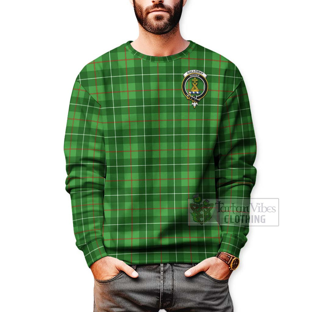 Tartan Vibes Clothing Galloway Tartan Sweatshirt with Family Crest and Bearded Skull Holding Bottles of Whiskey