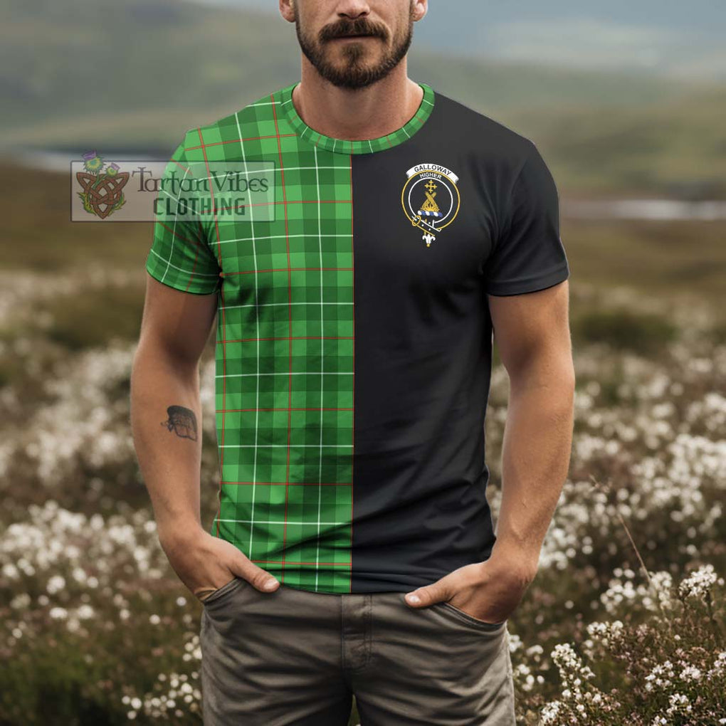 Galloway Tartan T-Shirt with Family Crest and Half Of Me Style - Tartanvibesclothing Shop