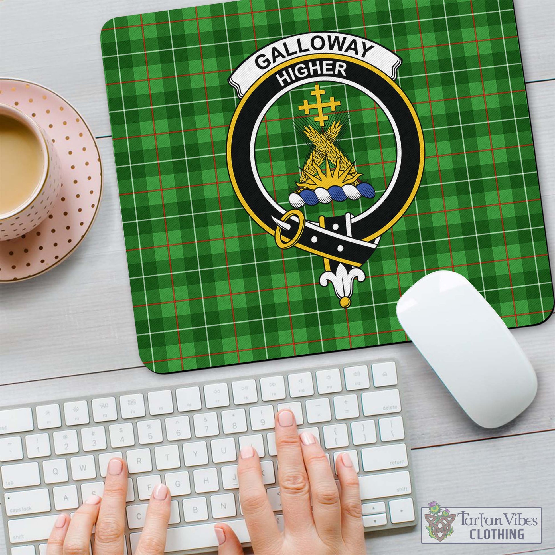 Tartan Vibes Clothing Galloway Tartan Mouse Pad with Family Crest