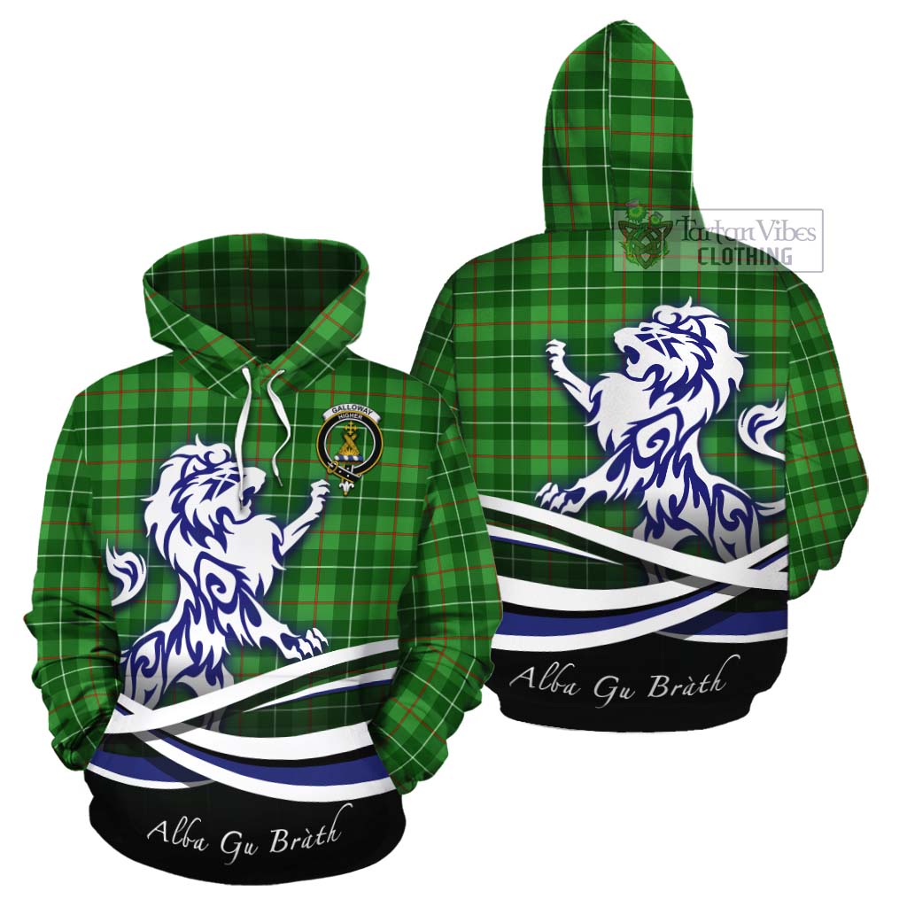 Tartan Vibes Clothing Galloway Tartan Cotton Hoodie with Alba Gu Brath Regal Lion Emblem