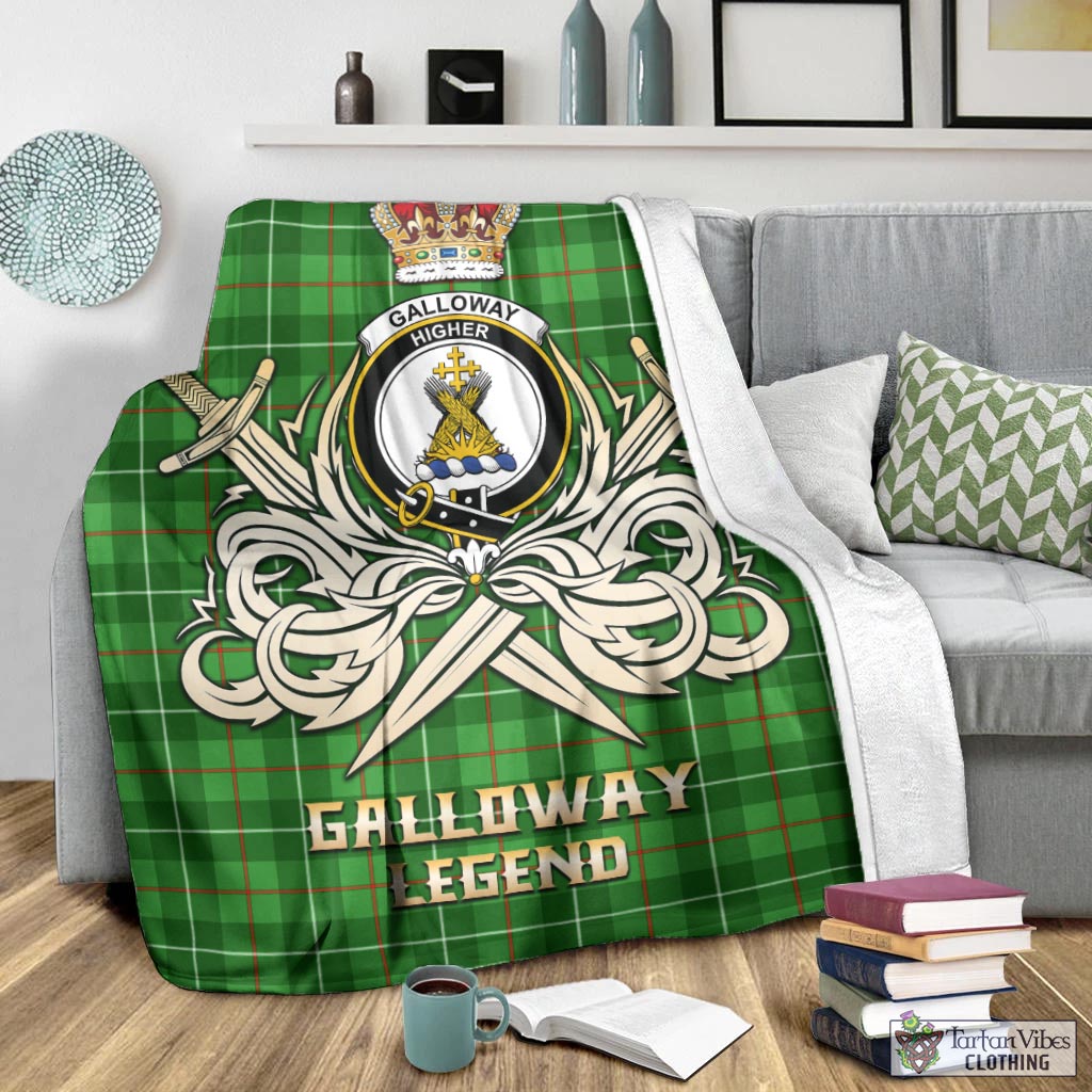 Tartan Vibes Clothing Galloway Tartan Blanket with Clan Crest and the Golden Sword of Courageous Legacy