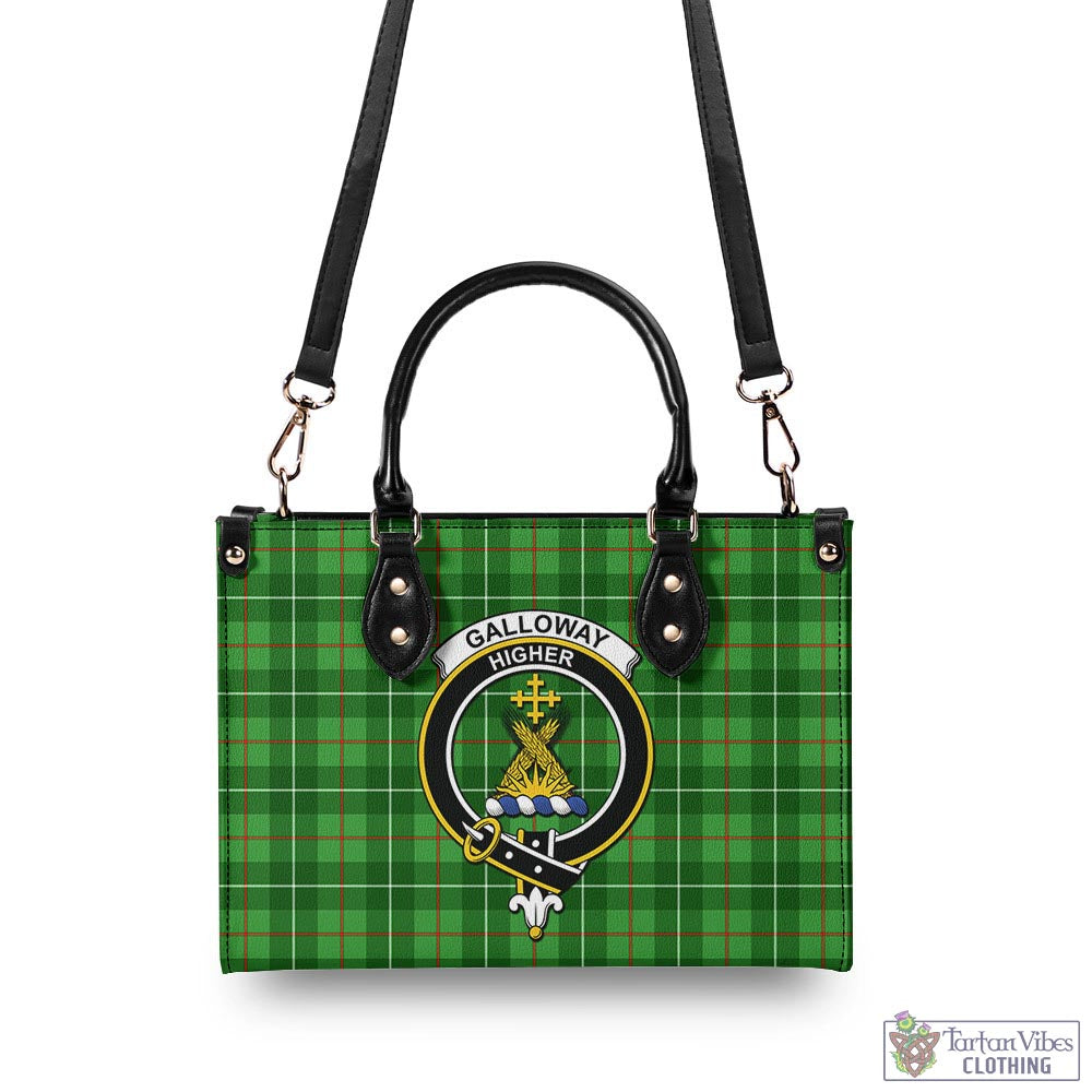 Tartan Vibes Clothing Galloway Tartan Luxury Leather Handbags with Family Crest