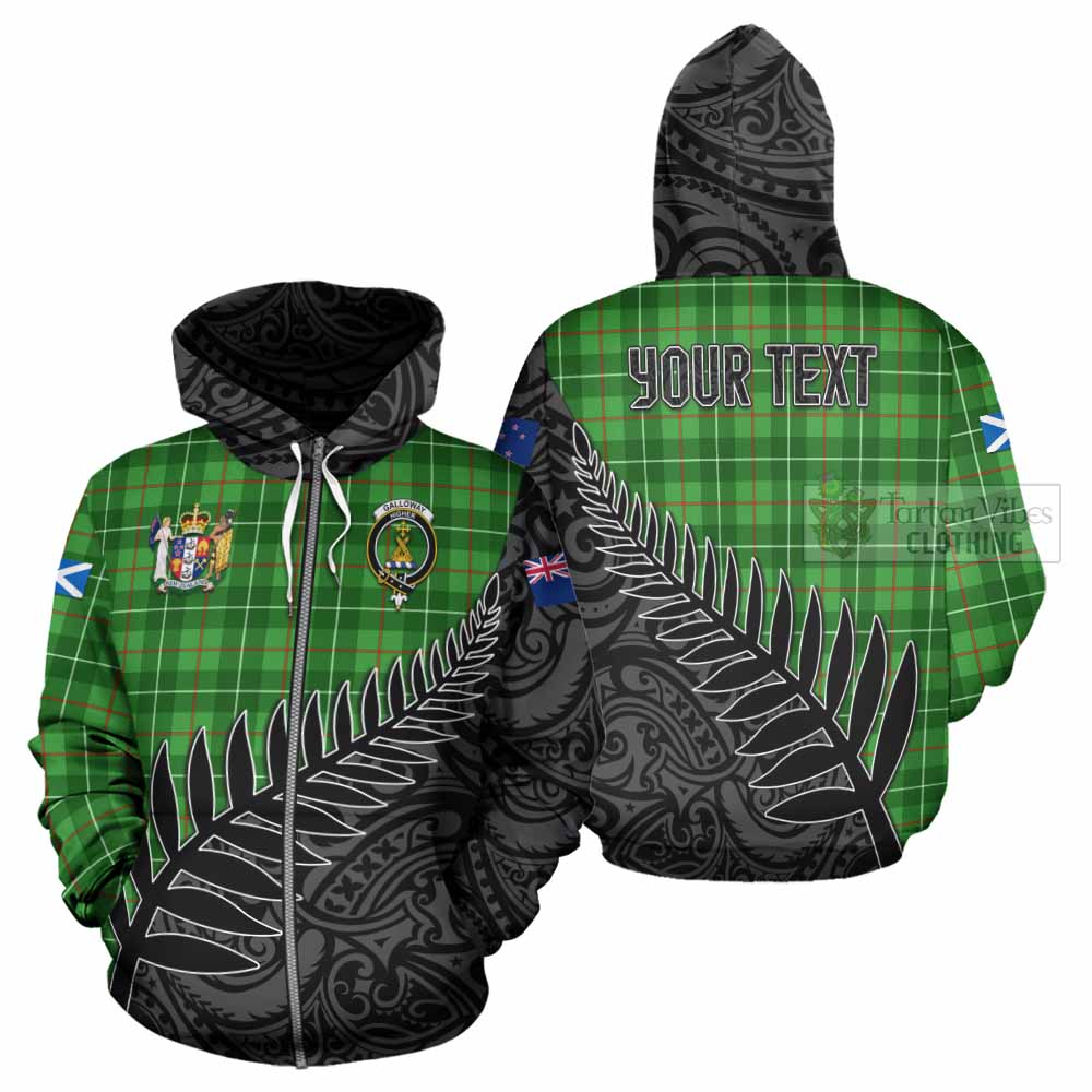 Tartan Vibes Clothing Galloway Crest Tartan Hoodie with New Zealand Silver Fern Half Style