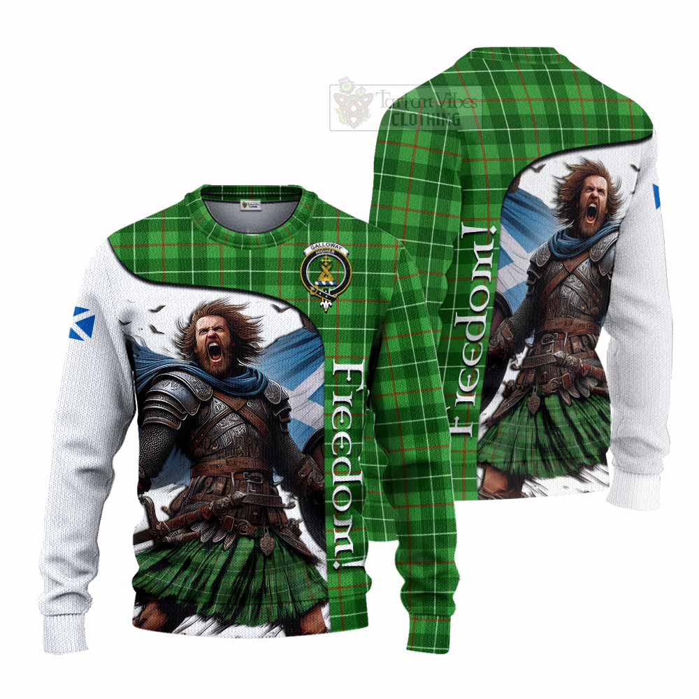 Tartan Vibes Clothing Galloway Crest Tartan Knitted Sweater Inspired by the Freedom of Scottish Warrior