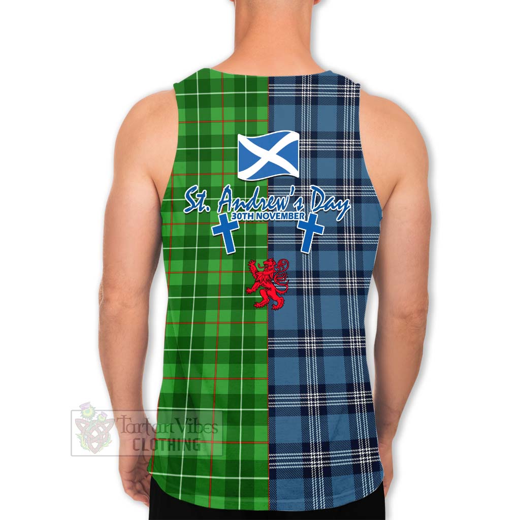 Tartan Vibes Clothing Galloway Tartan Men's Tank Top Happy St. Andrew's Day Half Tartan Style