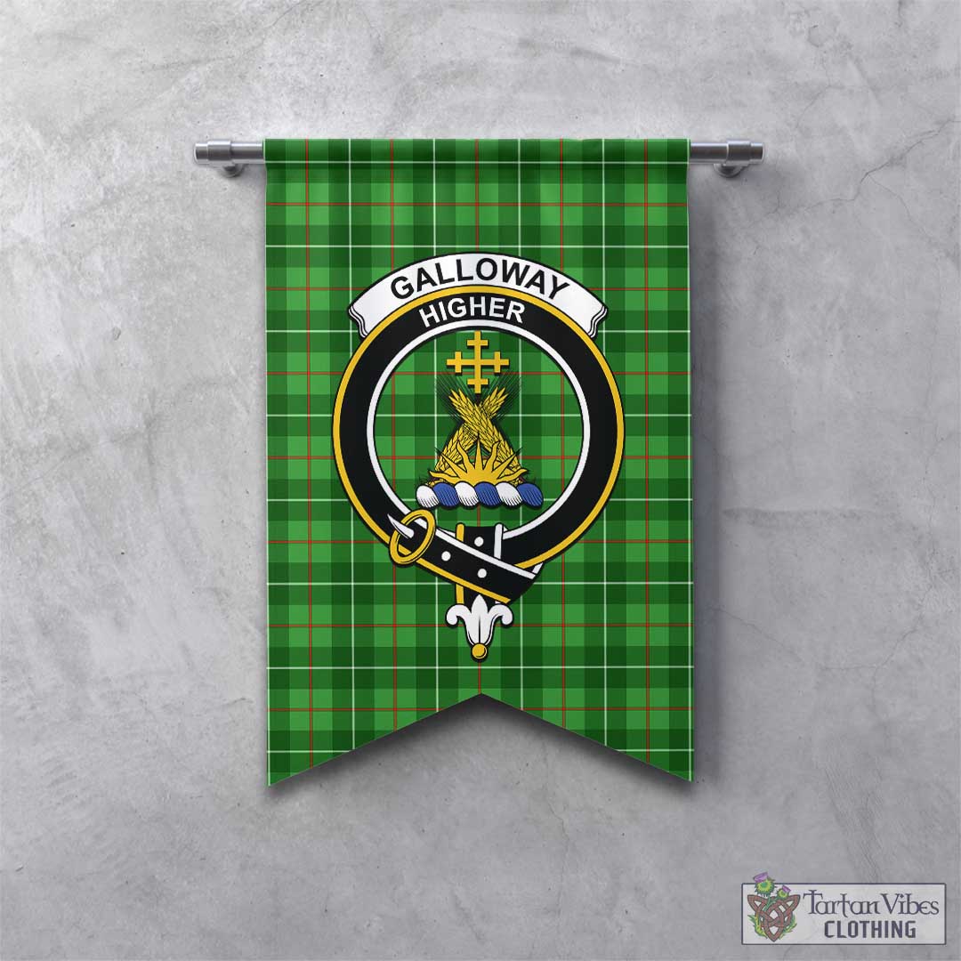 Tartan Vibes Clothing Galloway Tartan Gonfalon, Tartan Banner with Family Crest