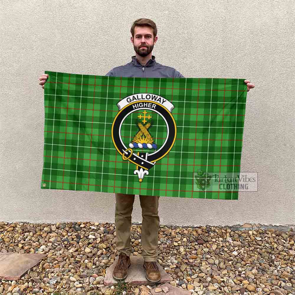 Tartan Vibes Clothing Galloway Tartan House Flag with Family Crest