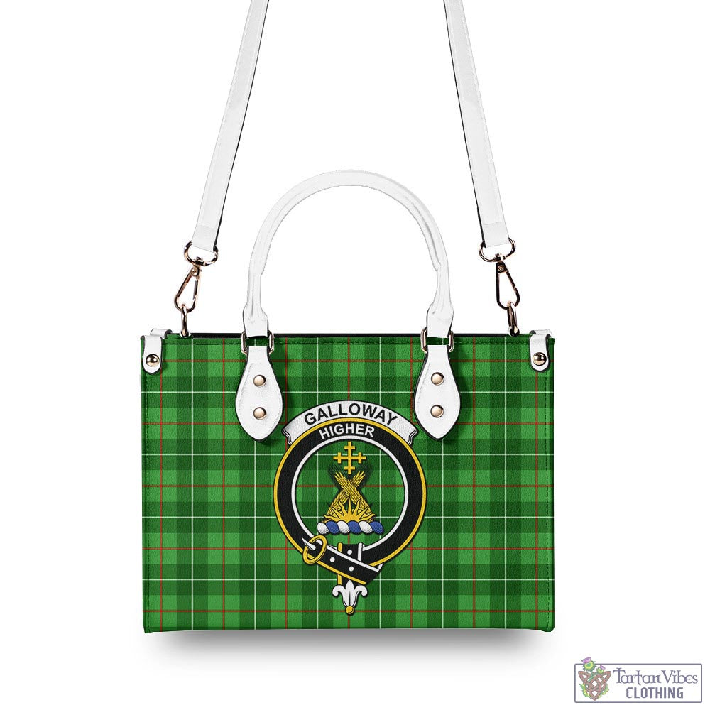 Tartan Vibes Clothing Galloway Tartan Luxury Leather Handbags with Family Crest