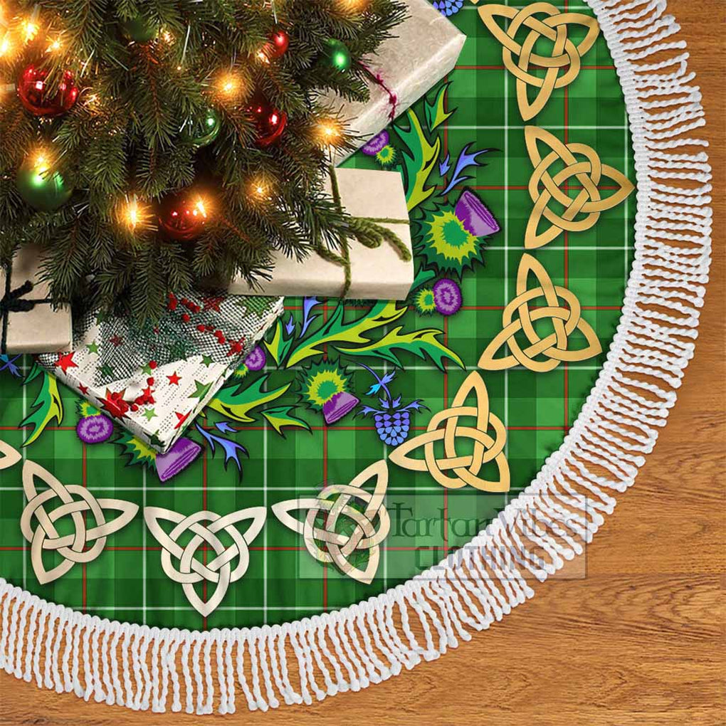 Tartan Vibes Clothing Galloway Tartan Christmas Tree Skirt with Thistle Celtic Knot Style