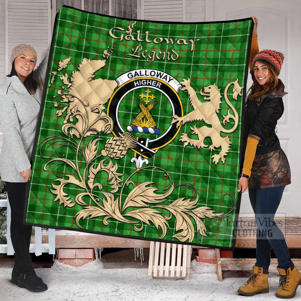 Tartan Vibes Clothing Galloway Tartan Quilt with Family Crest and Scottish Symbol Style