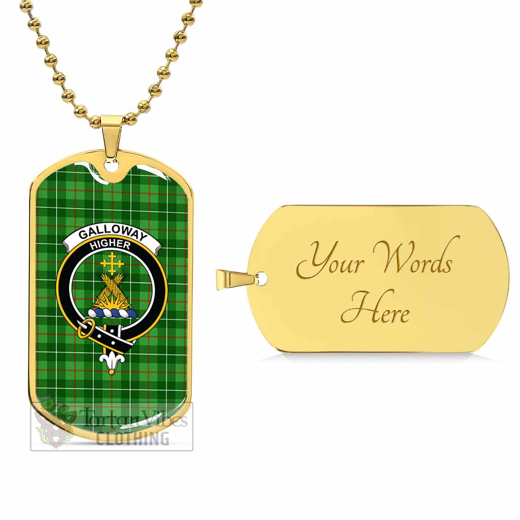 Tartan Vibes Clothing Galloway Tartan Dog Tag Necklace with Family Crest