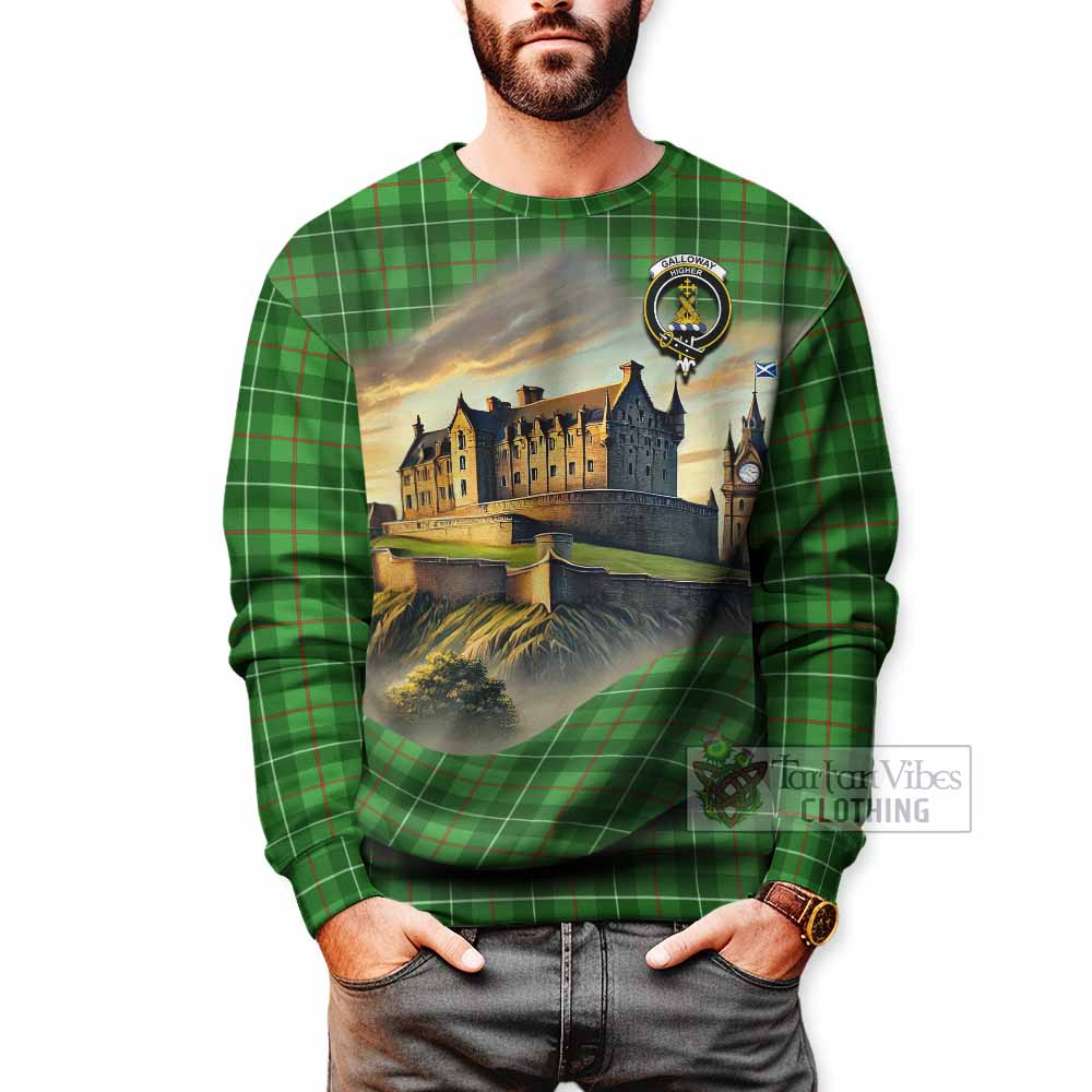 Galloway Tartan Family Crest Sweatshirt with Scottish Ancient Castle Style - Tartan Vibes Clothing