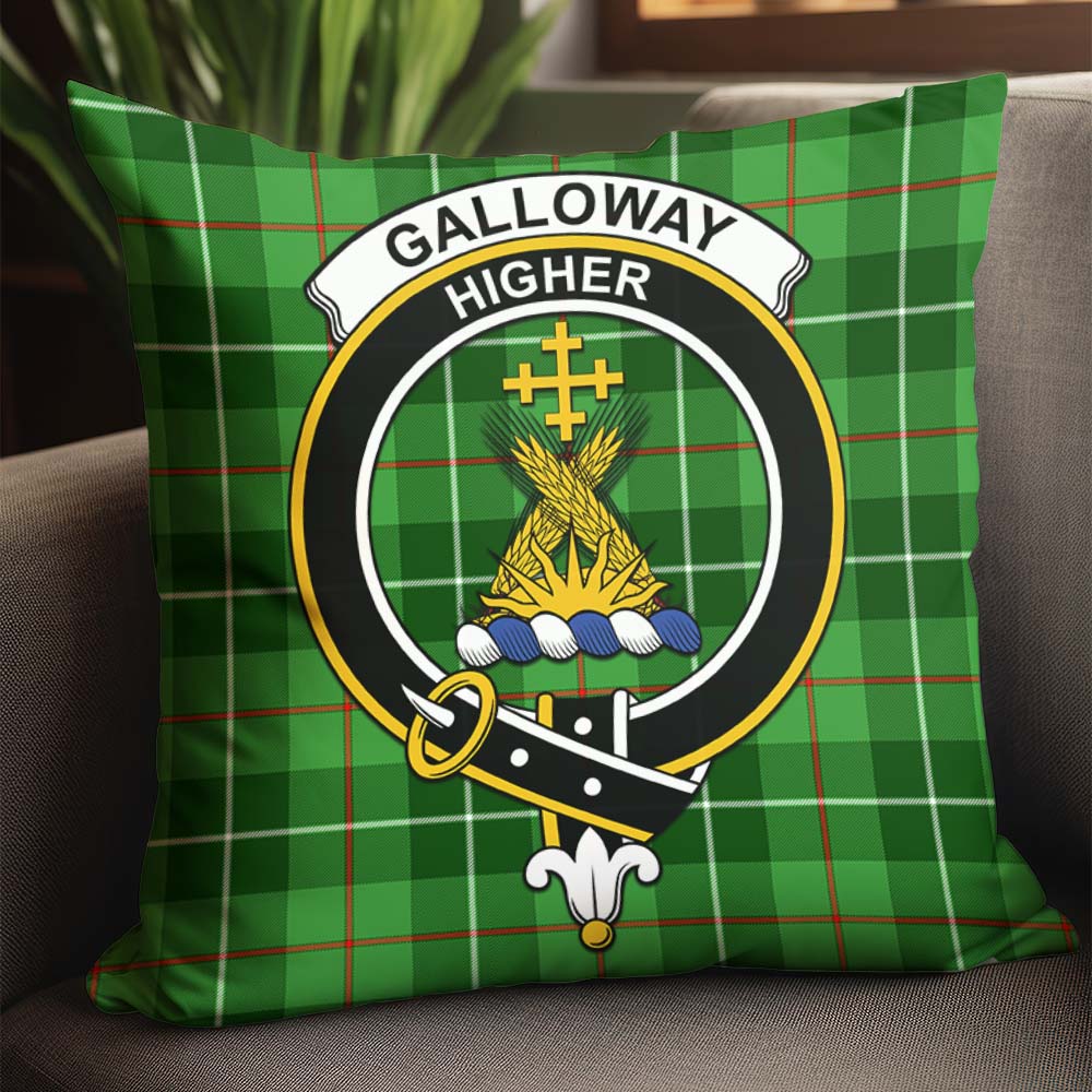 Galloway Tartan Pillow Cover with Family Crest - Tartanvibesclothing