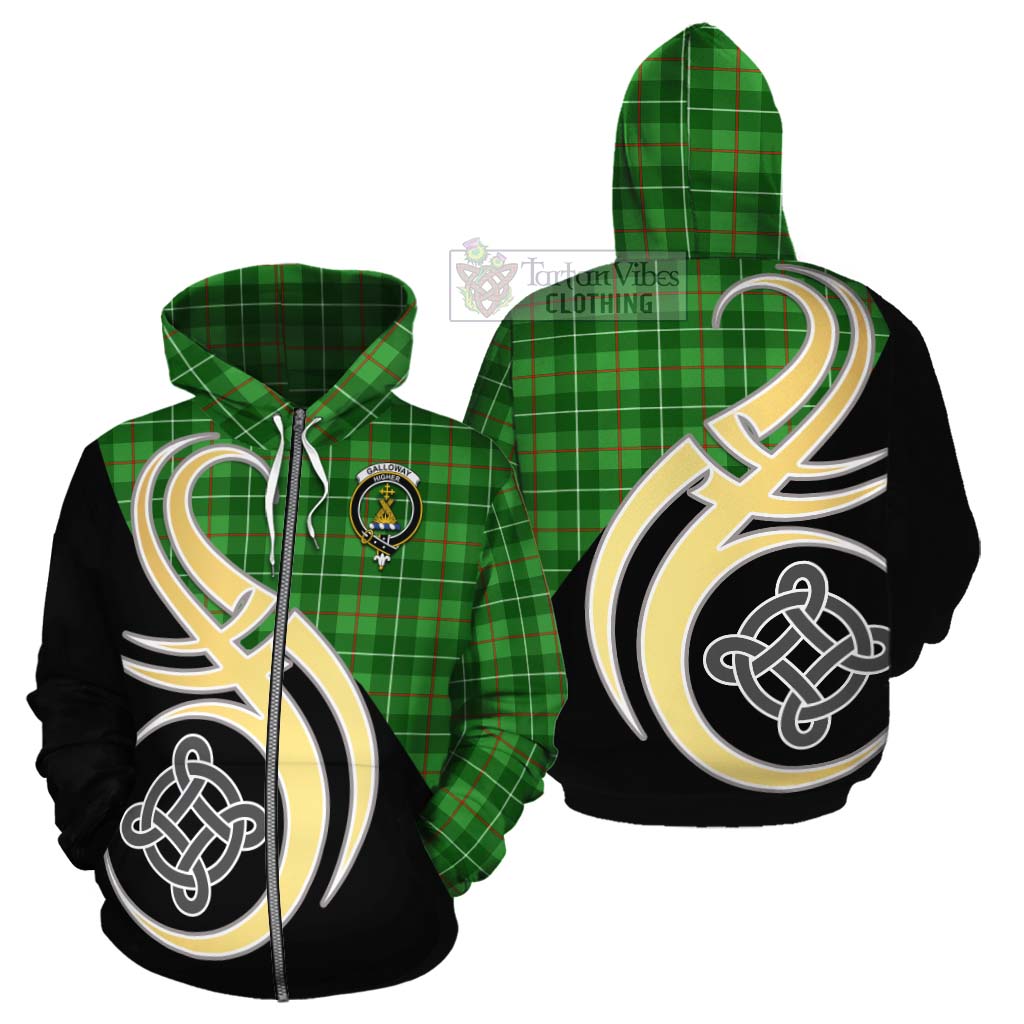 Tartan Vibes Clothing Galloway Tartan Cotton Hoodie with Family Crest and Celtic Symbol Style