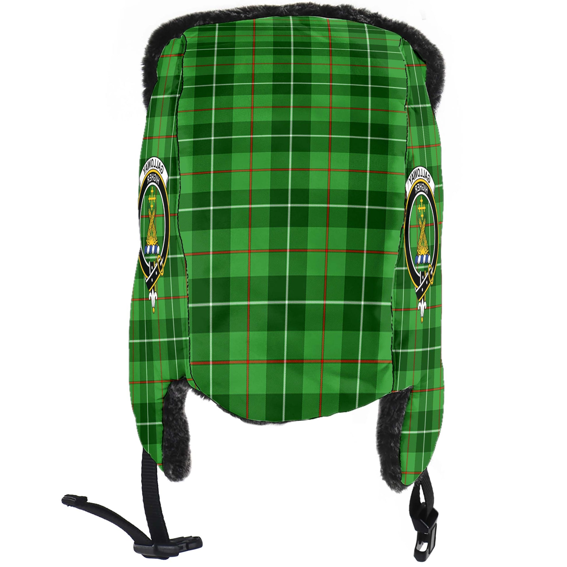 Galloway Tartan Winter Trapper Hat with Family Crest - Tartanvibesclothing