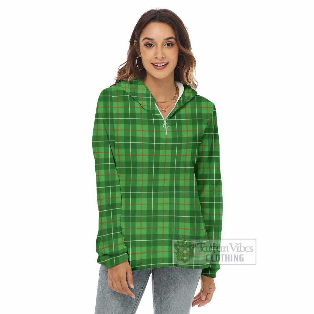 Tartan Vibes Clothing Galloway Tartan Women's Borg  Half Zip Fleece Hoodie