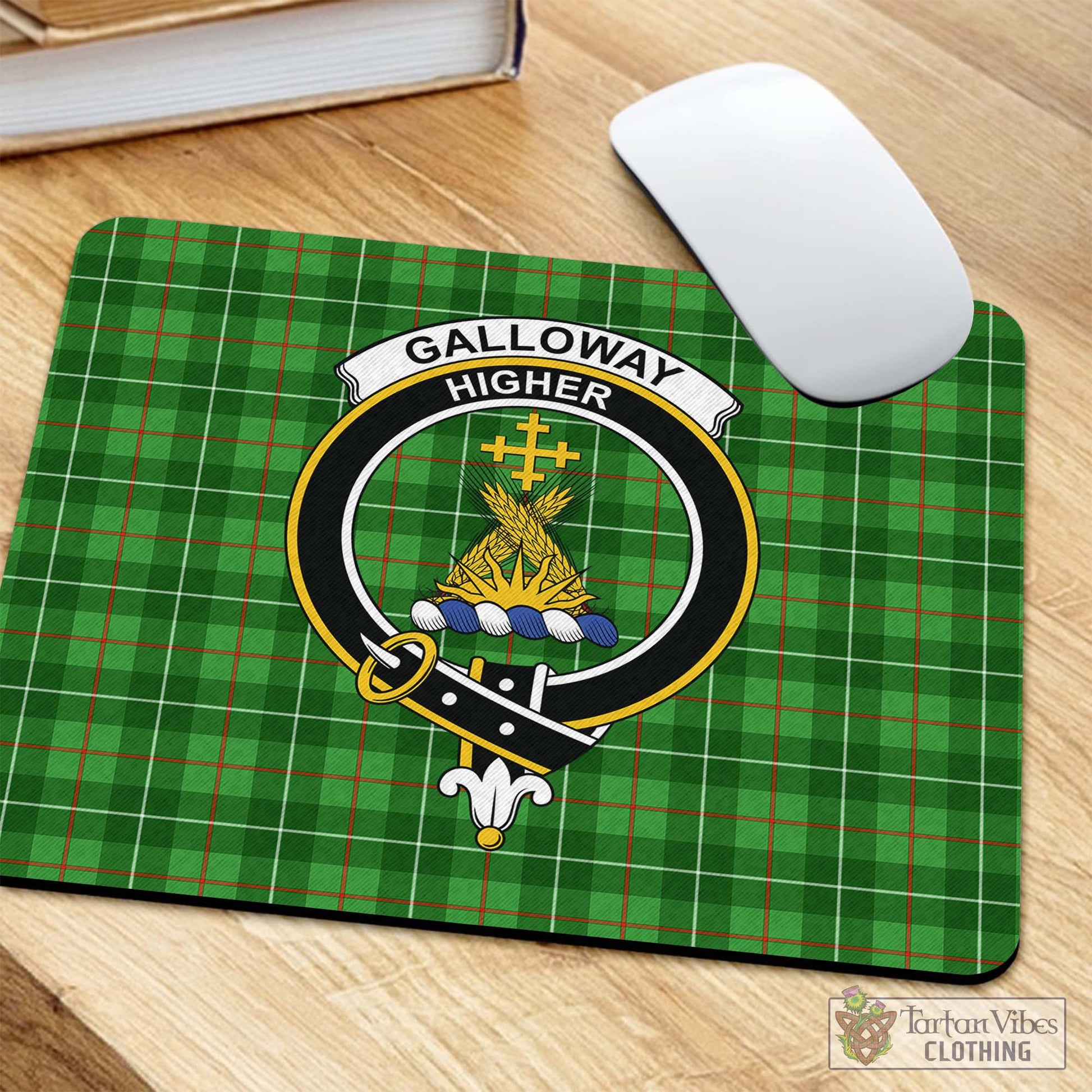 Tartan Vibes Clothing Galloway Tartan Mouse Pad with Family Crest