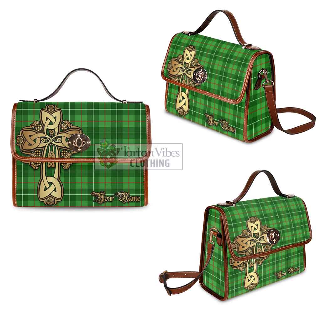 Tartan Vibes Clothing Galloway Tartan Waterproof Canvas Bag Golden Thistle Celtic Cross Style