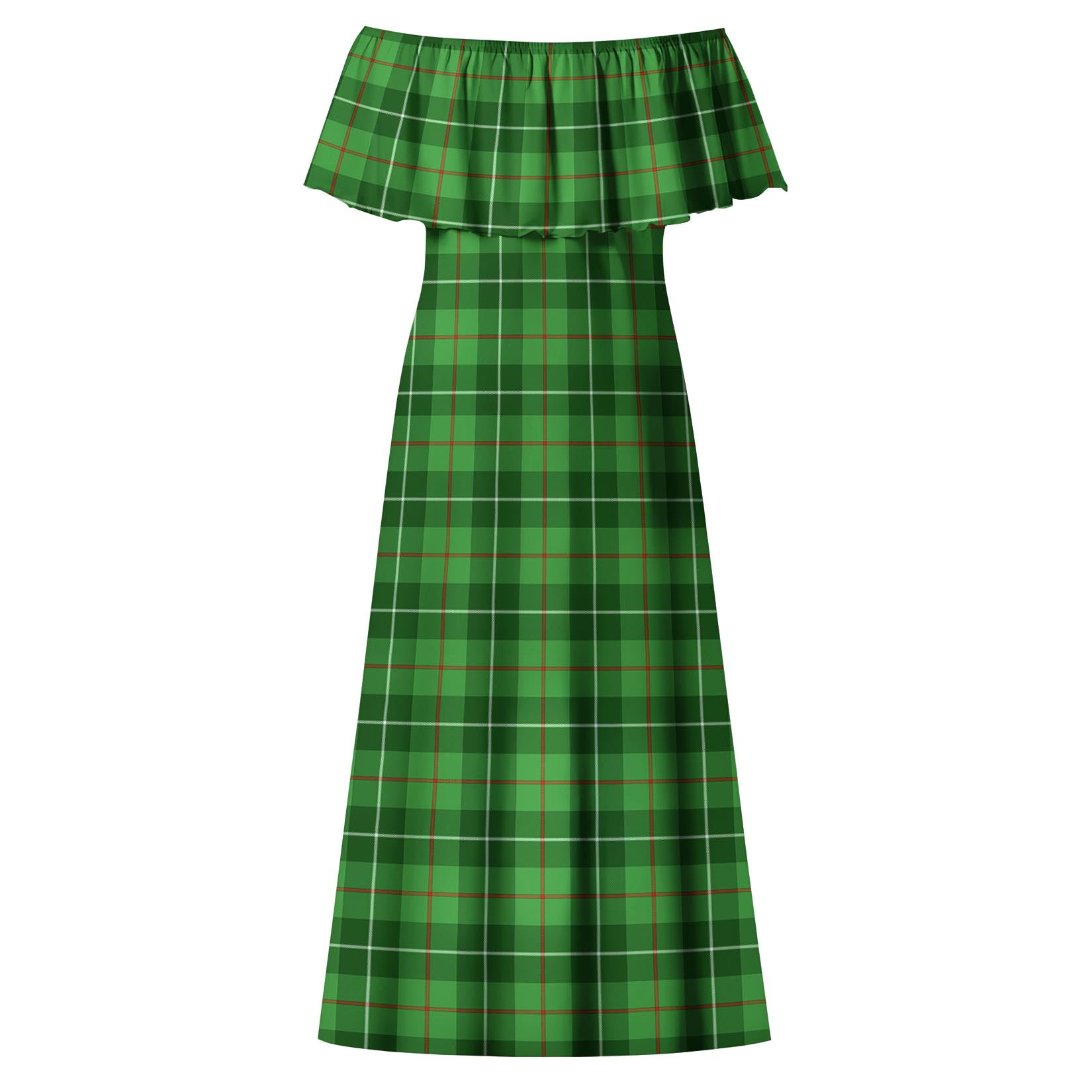 Galloway Tartan Off Shoulder Long Dress - Tartanvibesclothing