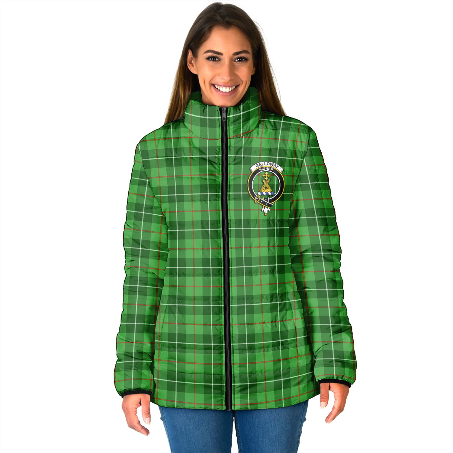 Galloway Tartan Padded Jacket with Family Crest - Tartan Vibes Clothing