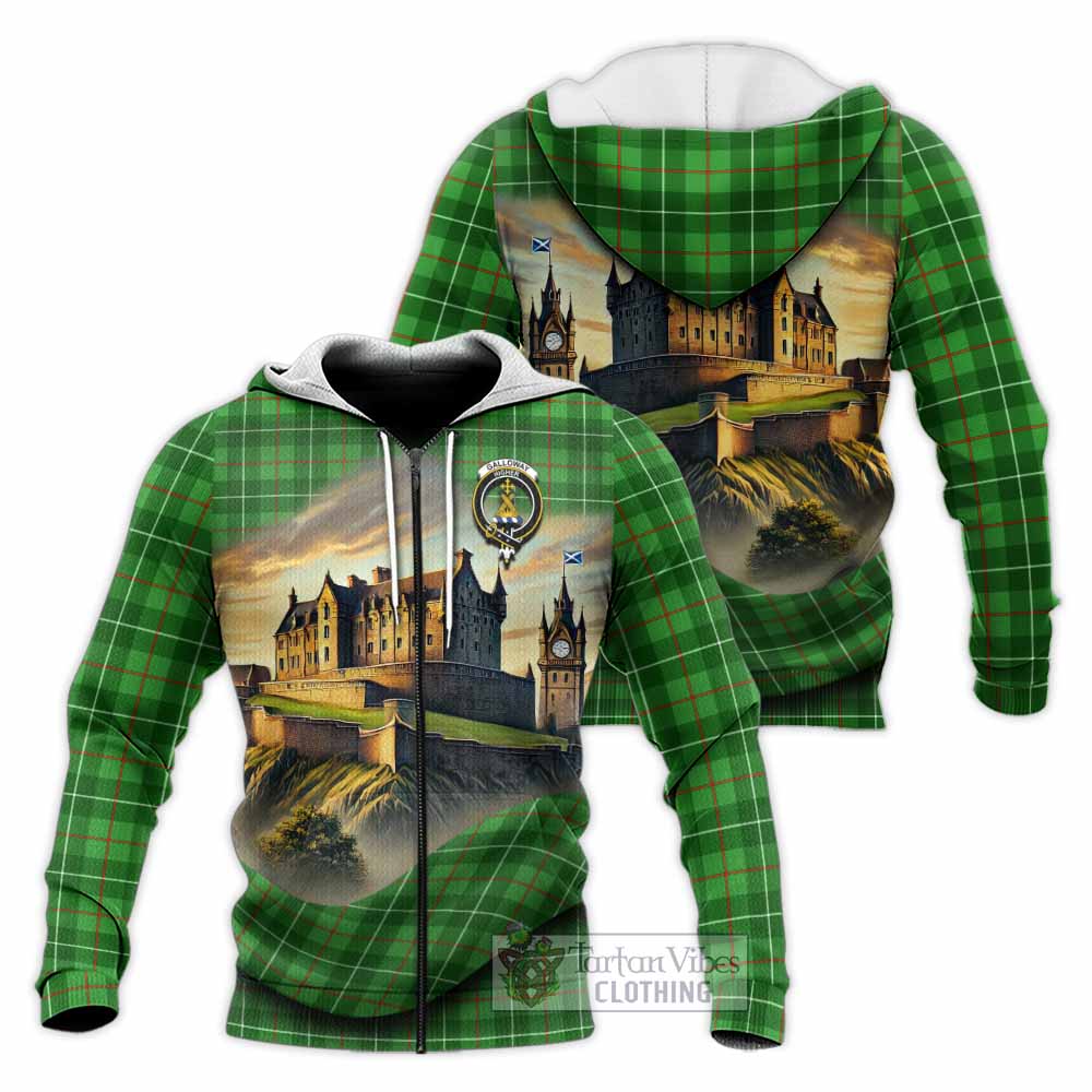 Galloway Tartan Family Crest Knitted Hoodie with Scottish Ancient Castle Style Unisex Knitted Zip Hoodie - Tartan Vibes Clothing