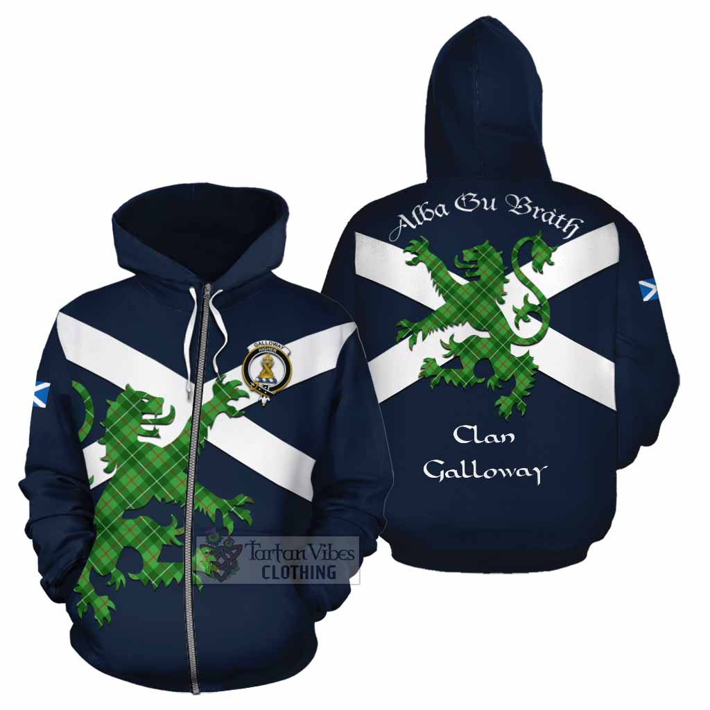 Tartan Vibes Clothing Galloway Tartan Lion Rampant Cotton Hoodie Proudly Display Your Heritage with Alba Gu Brath and Clan Name