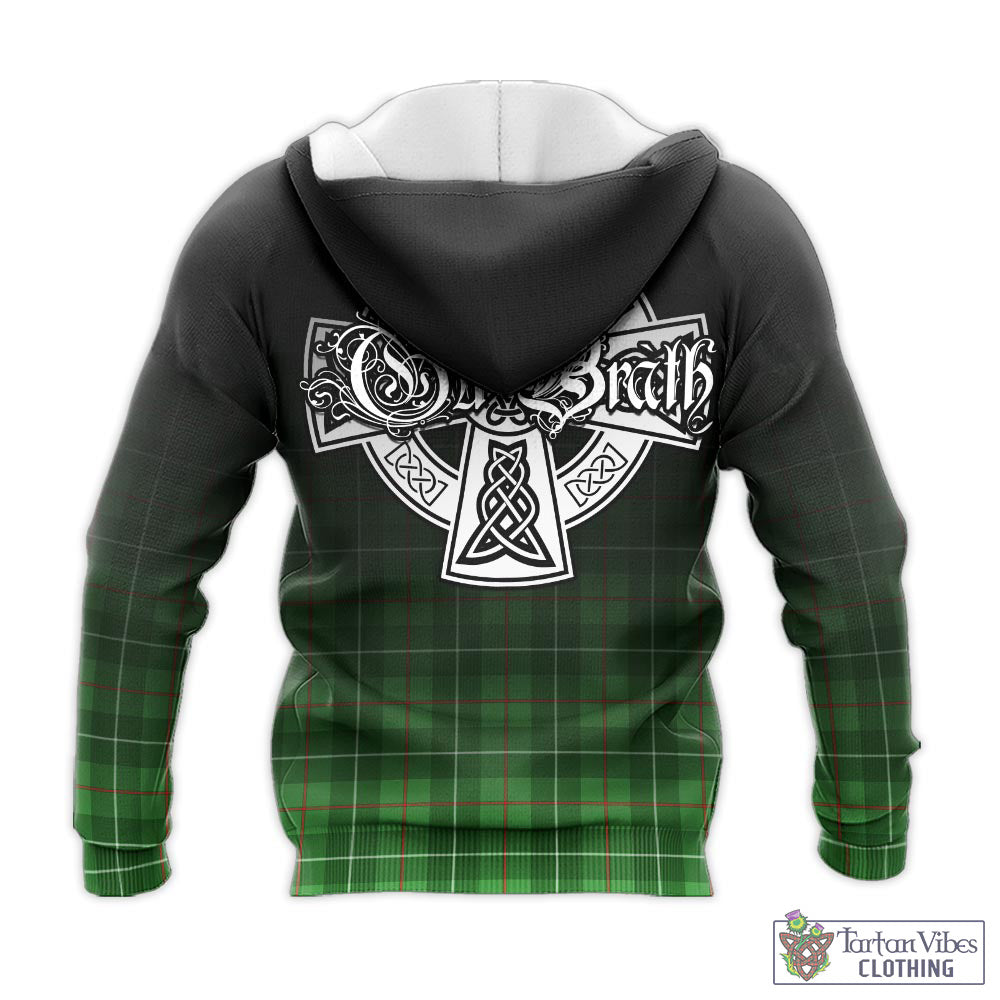 Tartan Vibes Clothing Galloway Tartan Knitted Hoodie Featuring Alba Gu Brath Family Crest Celtic Inspired