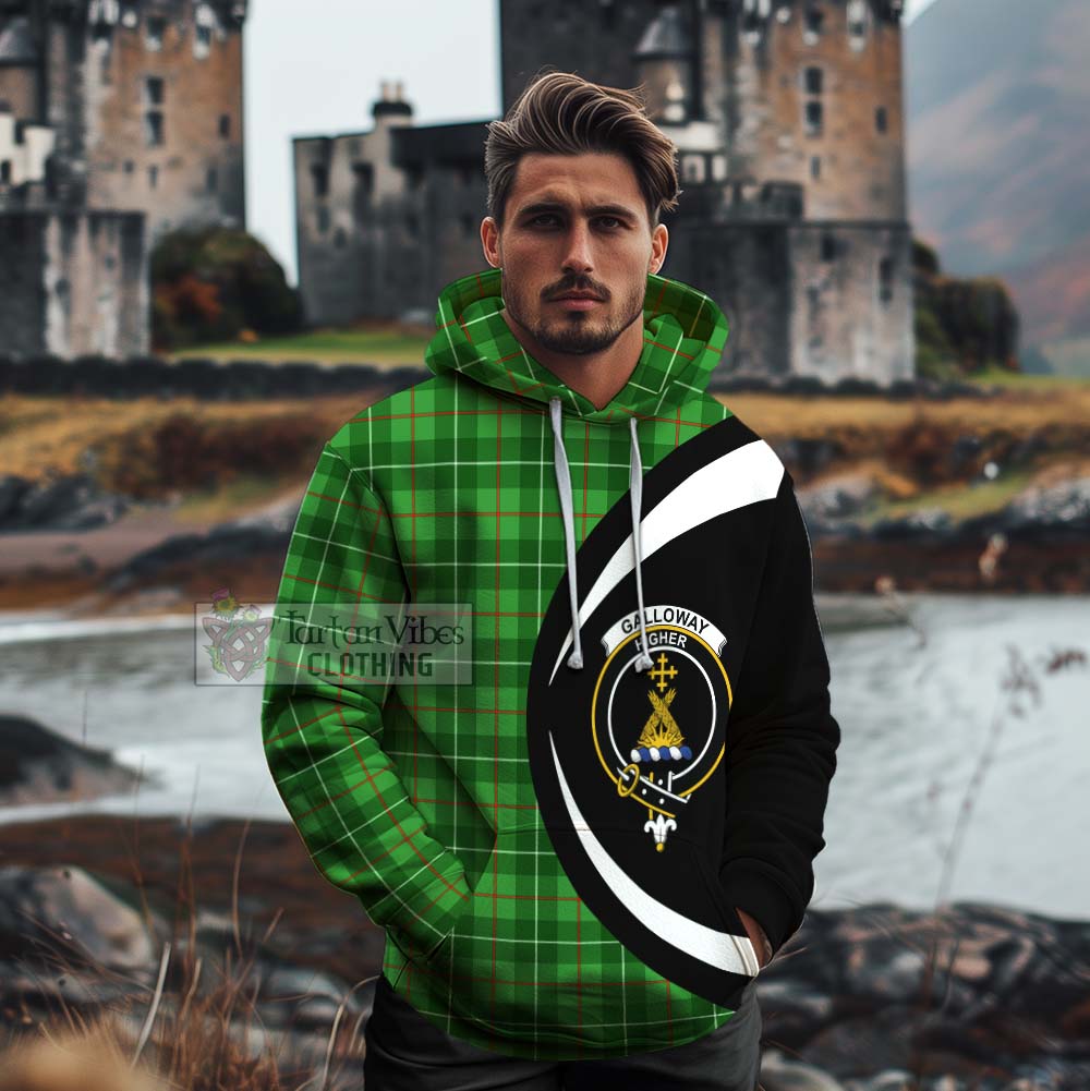 Tartan Vibes Clothing Galloway Tartan Cotton Hoodie with Family Crest Circle Style