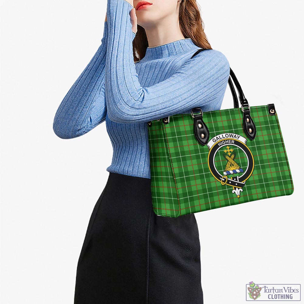 Tartan Vibes Clothing Galloway Tartan Luxury Leather Handbags with Family Crest