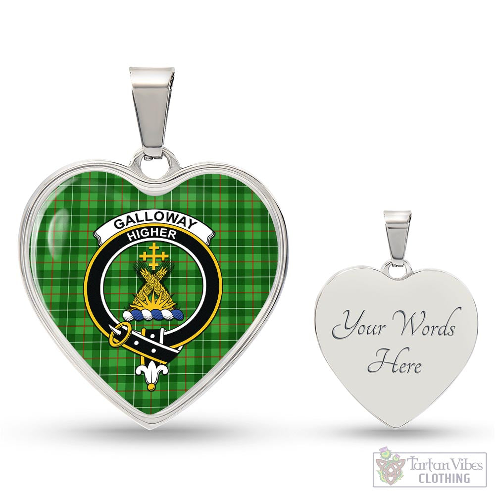 Tartan Vibes Clothing Galloway Tartan Heart Necklace with Family Crest