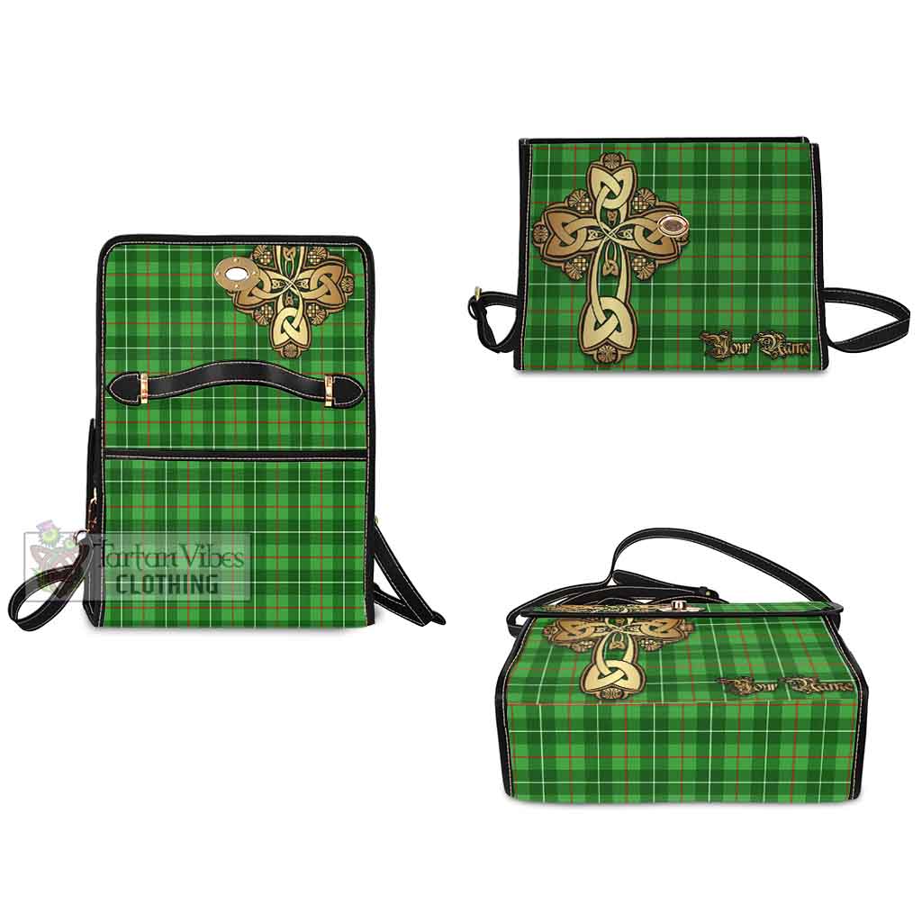 Tartan Vibes Clothing Galloway Tartan Waterproof Canvas Bag Golden Thistle Celtic Cross Style