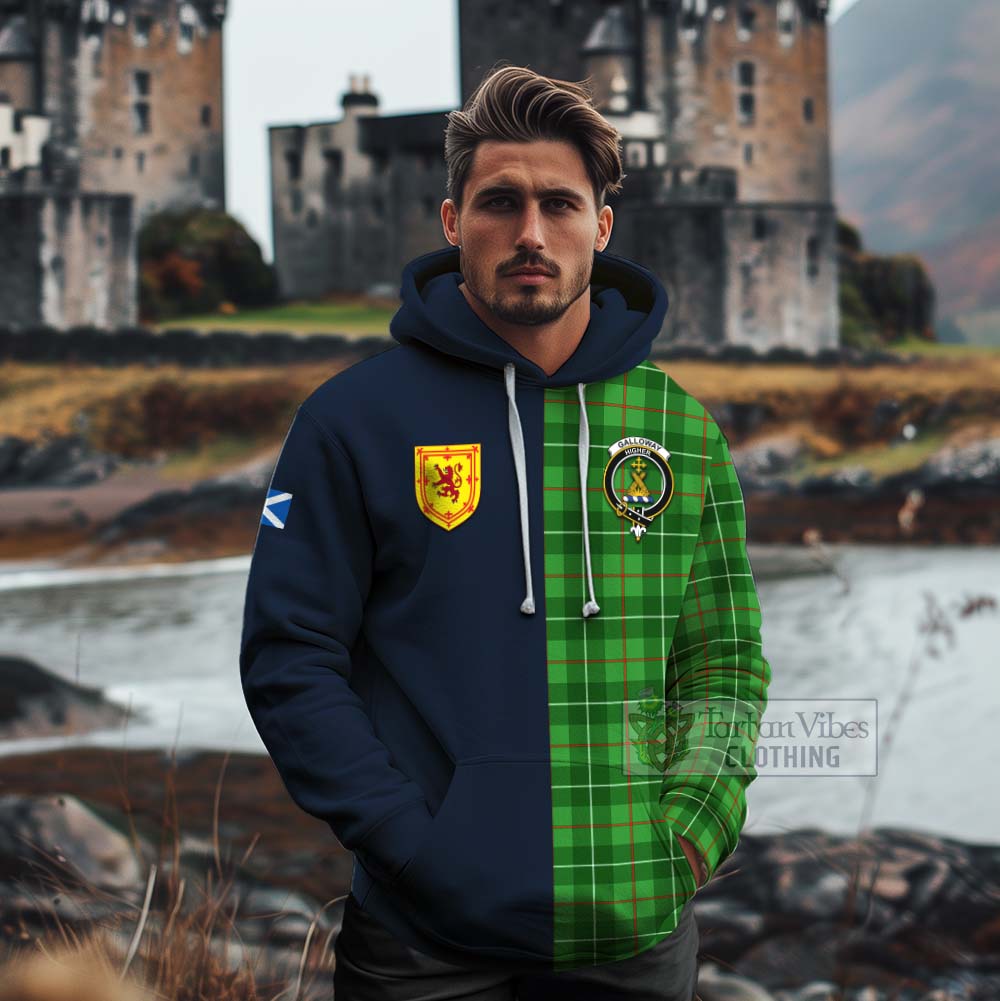 Tartan Vibes Clothing Galloway Tartan Cotton Hoodie Alba with Scottish Lion Royal Arm Half Style